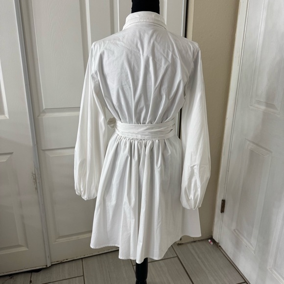 New York & Company - White Button-Up Shirt Dress with Belt - S - Picture 4 of 7